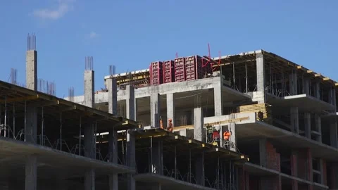 Construction work for the construction of a high-rise building. Stock Footage 170554644