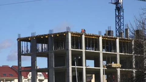 Construction work for the construction of a high-rise building. 스톡 동영상 170554651