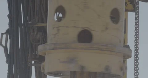 Construction work, construction machine, drilling rig, yellow equipment Stock Footage 305641035