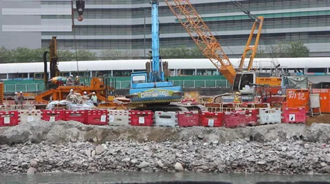 Construction work, Crane, Hong Kong 스톡 동영상 34481825