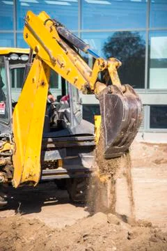Construction work with digger machines Stock Photos