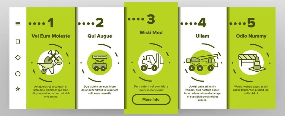 Construction Work Elements Onboarding Mobile App Page Screen Stockillustratie