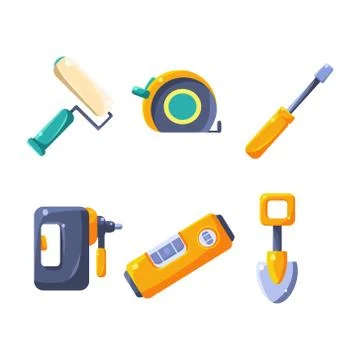 Construction Work Equipment Collection Stock Illustration