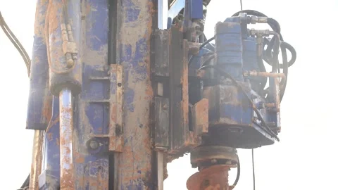 Construction work, equipment, drilling the earth Stock Footage 276964907