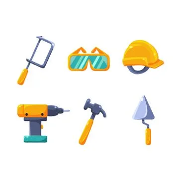Construction Work Equipment Set Stock Illustration