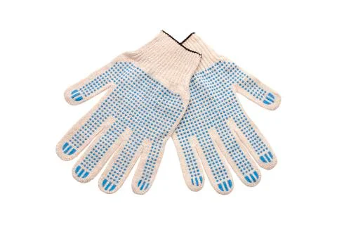 Construction work gloves, white on a white background Stock Photos