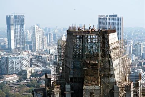 Construction work at grant road in Bombay Mumbai, Maharashtra, India25-Janu.. Stock Photos