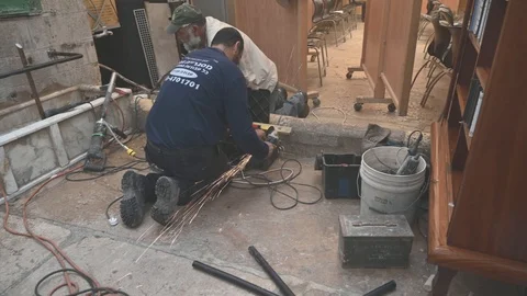 Construction work inside the Cave of Patriarchs. Hebron. Israel. NIK_0537-01 Video stock 123686021