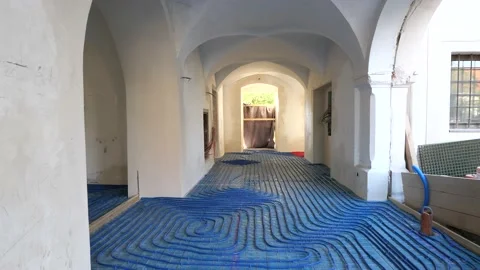 Construction work inside of old Austrian building going on 스톡 동영상 219457817