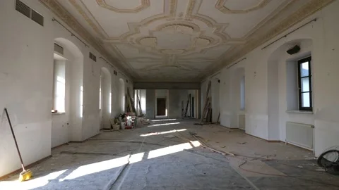 Construction work inside of old Austrian building going on 스톡 동영상 219458107