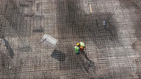 Construction work, knitting of the foundation Stock Footage 164032199