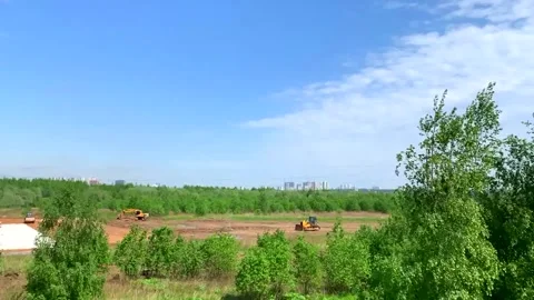 Construction work in open areas, work with special equipment Stock Footage 132563312
