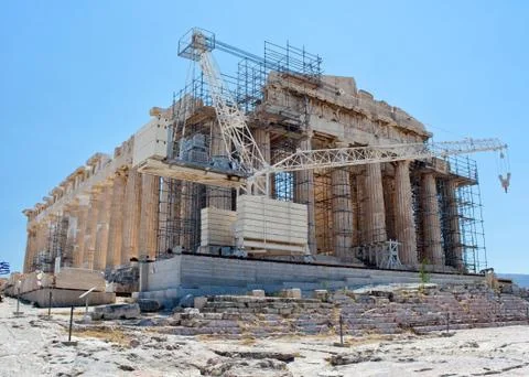 Construction work at the parthenon, athens Stock Photos