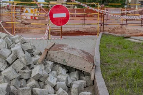 Construction work, pavement repair. Stock Photos