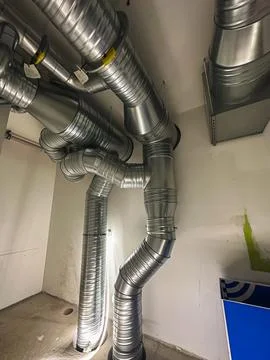 Construction work in progress on building site involving concrete modificat.. Stockfoto's