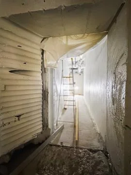 Construction work in progress on building site involving concrete modificat.. Stock Photos