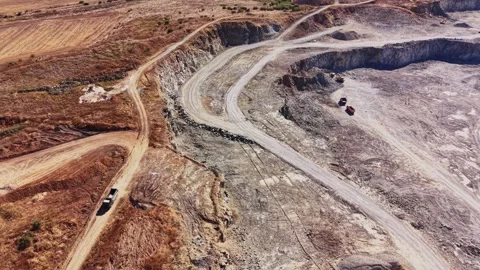 Construction work at a quarry site on a sunny day in a rural area Stock Footage 344539700
