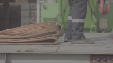 Construction work, red hook with chain, construction Stock Footage 278402739