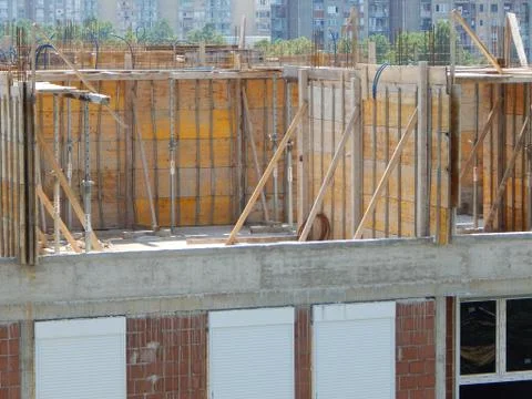 Construction work on a residential building, making a new floor Stock Photos