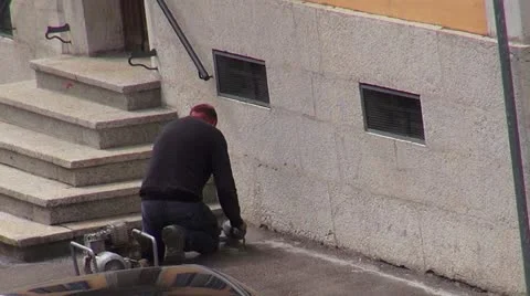 Construction work with a Sander Video stock 20443277