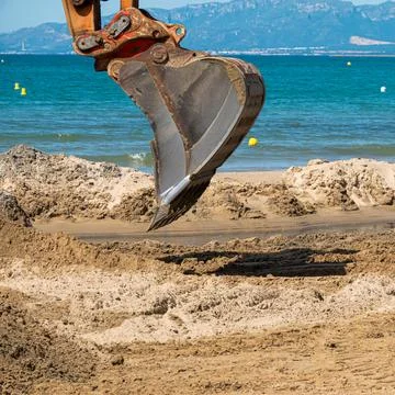 Construction work on the seashore Stock Photos
