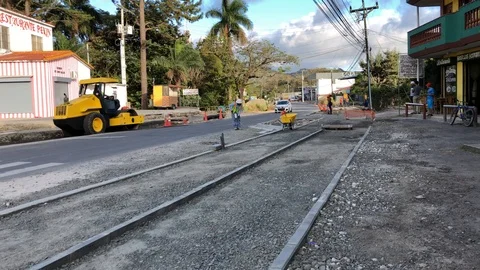 Construction work on the side of the road Stock Footage 101035210