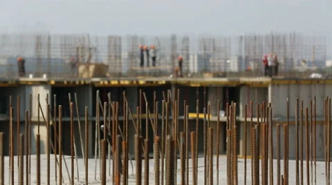 Construction work on site. Dolly shot Stock-Footage 45595854