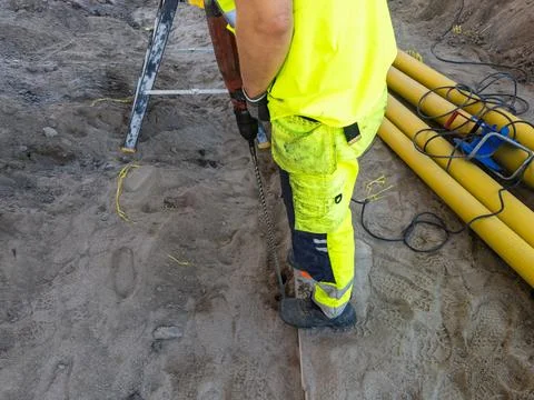 Construction work supporting future public transportation network Stock Photos