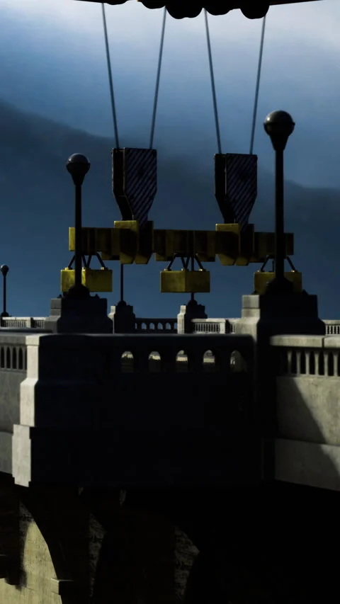 Construction work takes place on a bridge with cranes lifting materials Stock Footage 336171211