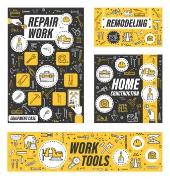 Construction work tools, house repair, remodeling Stock Illustration