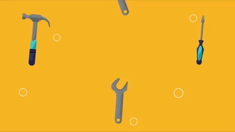 Construction work tools pattern animation Stock Footage 201902608