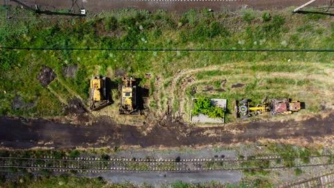Construction work underway on the construction of the railway Stock Photos