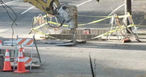 Construction work using heavy equipment San Francisco CA USA April 16 2025 Stock Footage 306803028