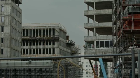 Construction work Vienna Norbahnviertel, „Austria Campus“, close up Vídeo Stock 82447944