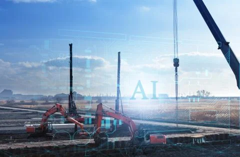 Construction work without human intervention, fully automatic production usin Stock Photos