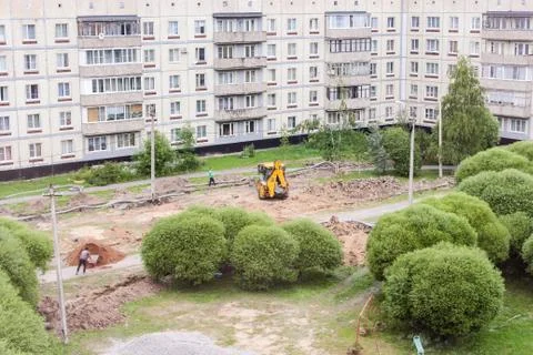Construction work in the yard. Стоковые фото