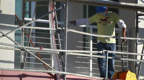 Construction worker aat development site Stock Footage 33895777