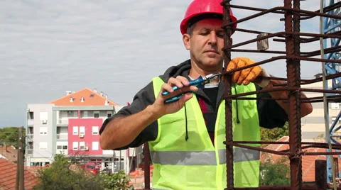 Construction Worker in Action With Combination Pliers Stock Footage 31825571