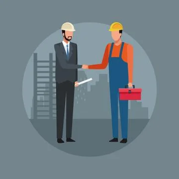 Construction worker and architect Stock Illustration