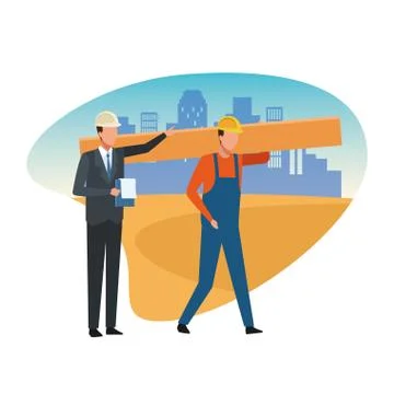 Construction worker and architect Stock Illustration