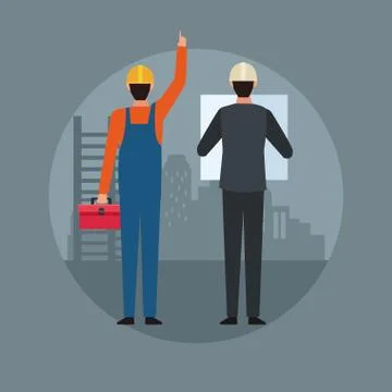 Construction worker and architect Stock Illustration