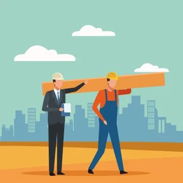 Construction worker and architect Stock Illustration