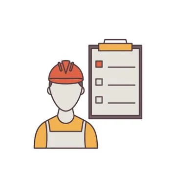 Construction worker and clipboard 스톡 일러스트