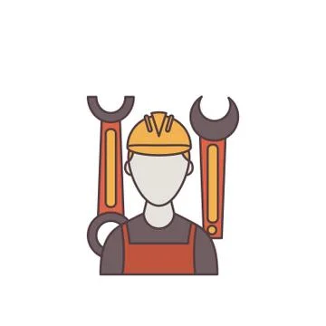 Construction worker and tools Stock Illustration