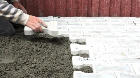 Construction worker aranging pavement 4K Stock Footage 68161356