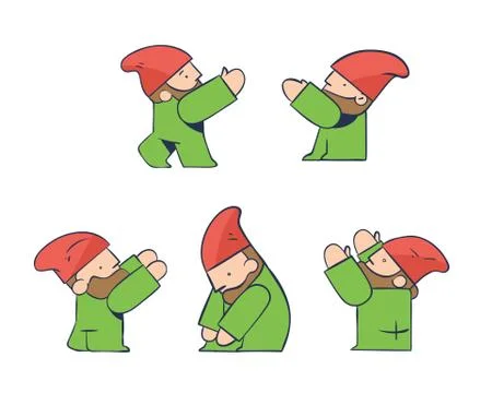 Construction Worker Architect Gnome, Builders Project Teamwork, Isolated Icons Stock Illustration