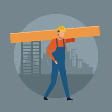Construction worker avatar Stock Illustration