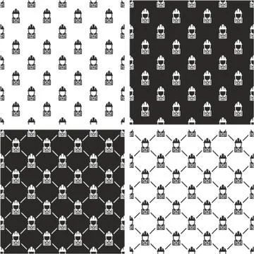 Construction Worker Avatar Seamless Pattern Set Stock Illustration