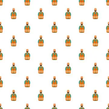 Construction worker avatar seamless pattern repeating background Stockillustratie