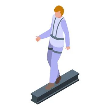 Construction worker balancing on a beam wearing safety clothes Stock Illustration